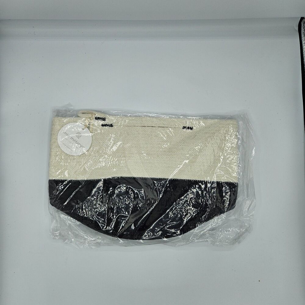 MIA MELANGE‎ Foldable Black and White Cotton Storage Basket Plant Holder New